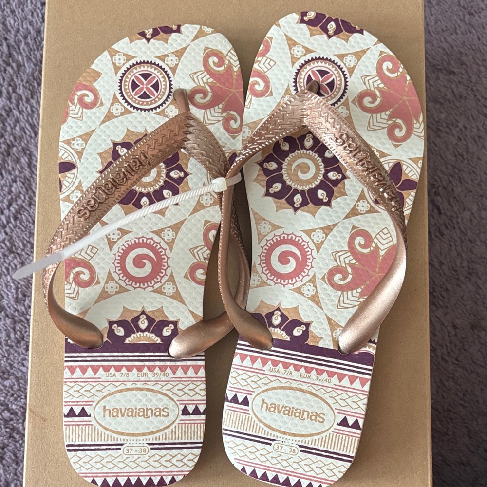 Havaianas Women's Geometric Sandals - Brown and Cream